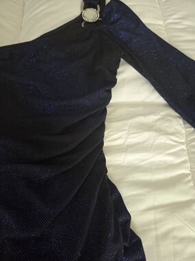 Deb One-Shoulder Midnight Blue Sparkle Dress